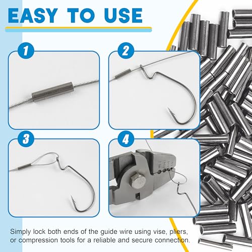 Fishing Crimp Sleeves - 100pcs Single Barrel 0.6mm Brass Tubes