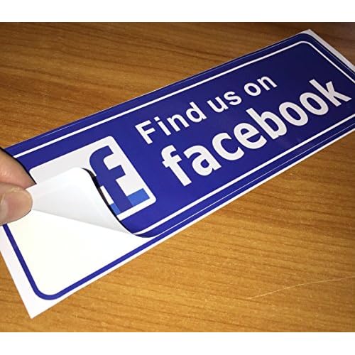 eSplanade FIND US ON Facebook Sign Sticker Decal - Easy to Mount Weather Resistant Long Lasting Ink Size (9" x 3")