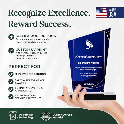 Custom Acrylic Award Plaque - 12-Inch Victory Trophy for Recognition