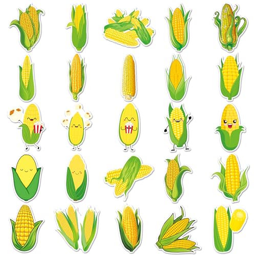 50-Piece Aesthetic Vinyl Corn Stickers Pack - Waterproof Decals