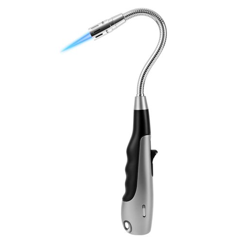 Butane Lighter Long Lighter with Visual Window for BBQ Candle,Gray(No Butane Inside)
