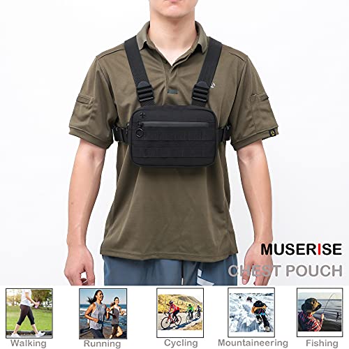 Muserise NRP Black Running Chest Bag with Phone Holder - Water-Resistant & Lightweight