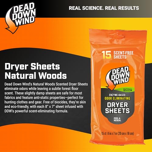 Natural Woods Scented Dryer Sheets - Odor Eliminating 15 Ct