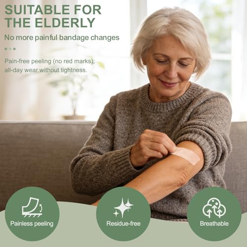 Hysimedy Silicone Bandages for Sensitive Skin 1.63x4 Inch Painless Removal – Hypoallergenic, Repositionable, Latex-Free First Aid Bandages