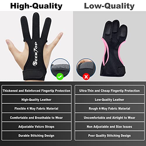 Three-Finger Archery Gloves for Men and Women - Leather Shooting Protector