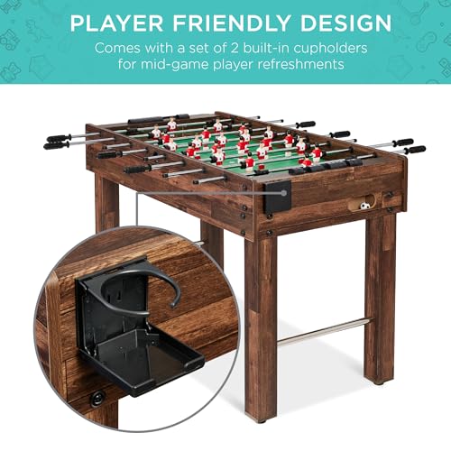 48-Inch Foosball Table - Walnut Finish, Ergonomic Handles & Cup Holders