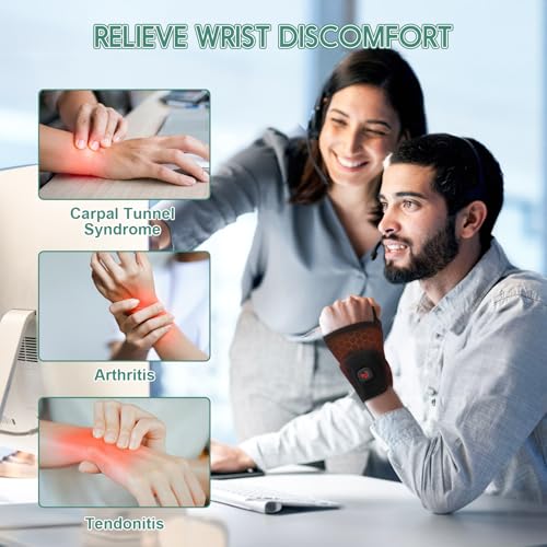 Heated Wrist Wrap Cordless, Wrist Heating Pad for Pain Relief, 3000mAh Rechargeable Wrist Warmers for Men Women, 3 Heat Levels Carpal Tunnel Wrist Brace with 30 Mins Auto-off (Black)