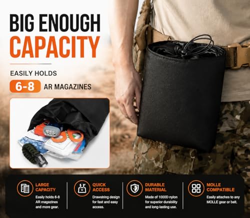 Foldable Tactical Utility Dump Pouch - Black