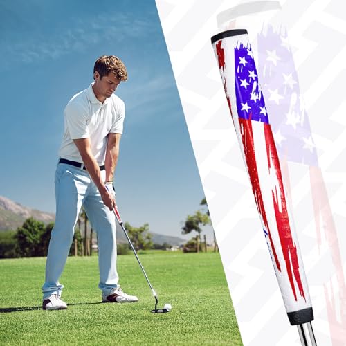 Golf Putter Grip - Midsize Pistol Shape, Anti-Slip, USA Flag Series - Red/White