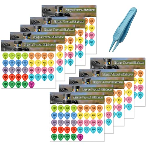 Rifle Scope Turret Stickers - 10 Sheets with 370 Labels