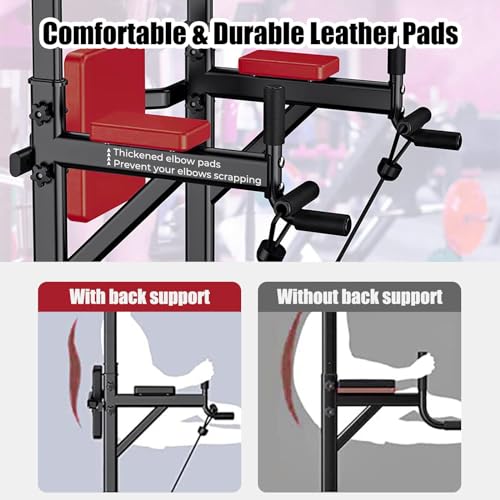 Power Tower Pull Up Bar - Adjustable Height Dip Station - Black-02