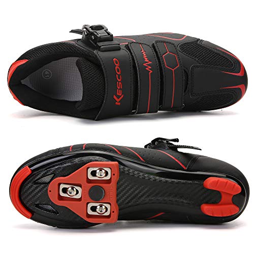 Indoor Cycling Shoes for Men & Women - 14.5 Women/12 Men - Black-Red