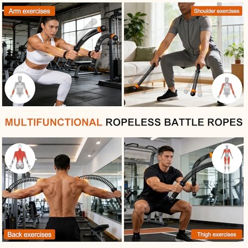 Adjustable Ropeless Battle Ropes - Portable Workout Equipment, Black | Customizable Weights