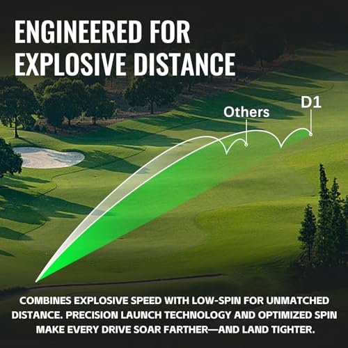 D1 Distance Golf Balls - White - 1 Dozen, Low Compression, High-Speed Core
