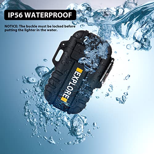 Rechargeable Dual Arc Plasma Lighter - Waterproof Black Dual Arc