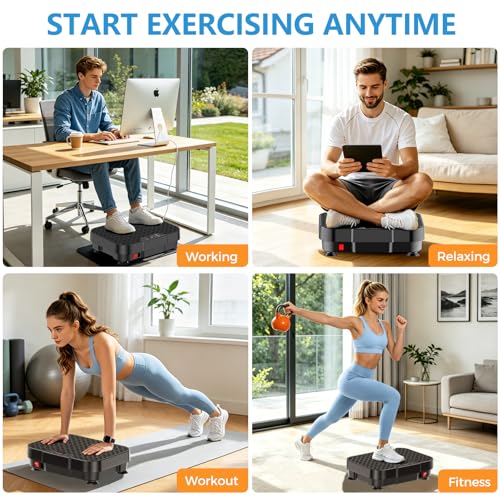 Vibration Plate Exercise Machine - 250 Levels, Auto Mode, Black