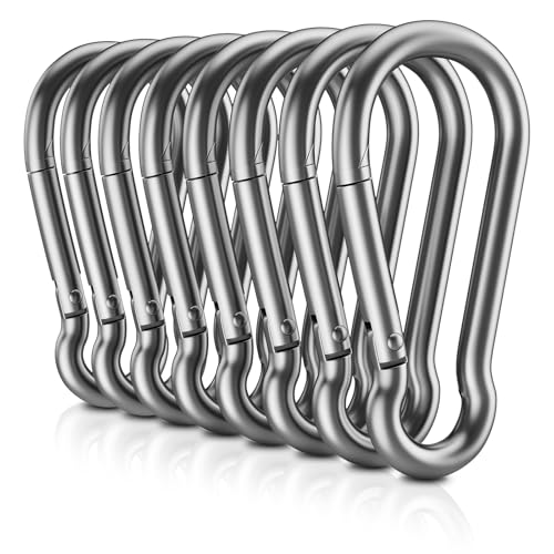 8PCS Heavy Duty Stainless Steel Carabiner Clips - 1360lbs