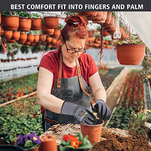 SF001 Work Gloves Comfort Stretch Fit, Power Grip, Smart Touch, Durable Foam Coated, 3Pairs & 12Pairs