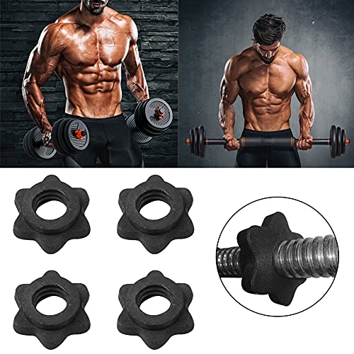 Dumbbell Spinlock Collar Clamps - 4pcs Black 25mm Hex Nut