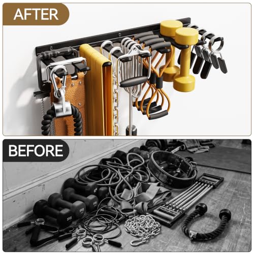 Wall-Mounted Gym Storage Rack for Resistance Bands & Workout Gear