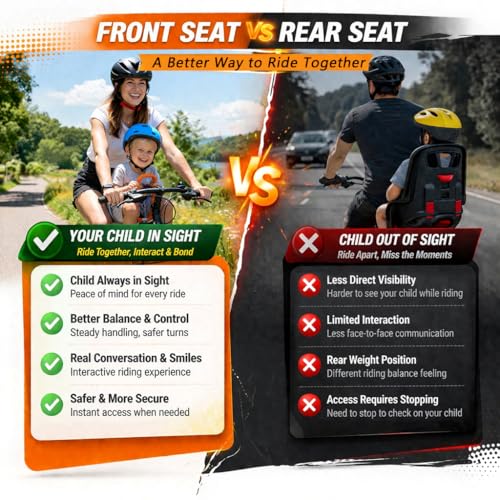 Front-Mount Child Bike Seat for Kids 2-6 Years - Blue-017