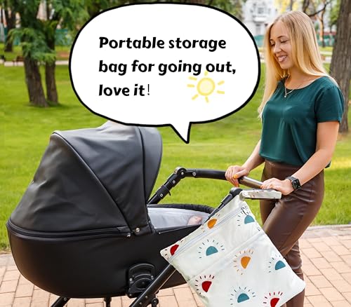 Reusable Wet Dry Bag Set for Cloth Diapers - Boho Style, 2 Pack