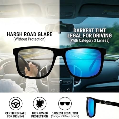 Locs Men's Oversized Rectangular Horn Rim Sunglasses - Matte Black / Deep Sea Blue 91295