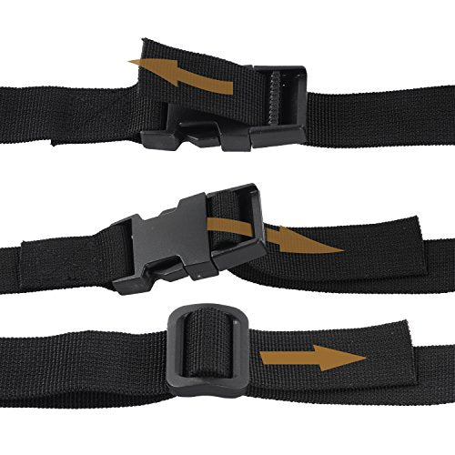 Heavy Duty Luggage Strap - 48 Inch Utility Straps, 2 Pack - Black
