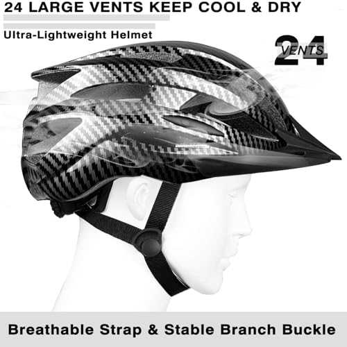 XIFENGRID Adult Bike Helmet Men Women with USB Rechargeable LED Rear Light - Carbon Black