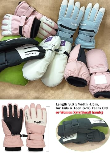 Kids Waterproof Winter Ski Gloves - Black, 9.8x4.3in