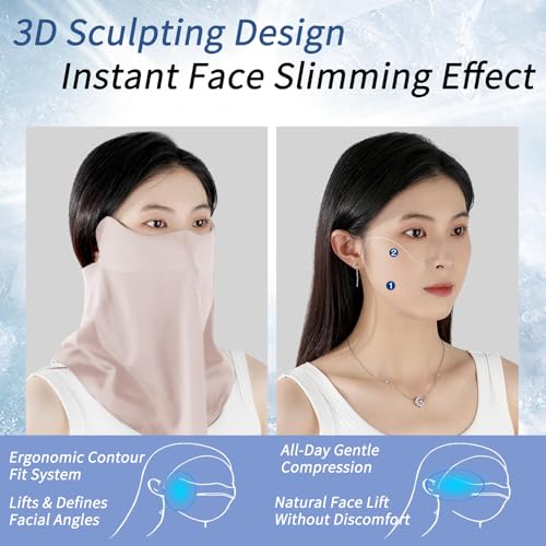 UV Sun Protection Face Mask with Neck Coverage - Pink