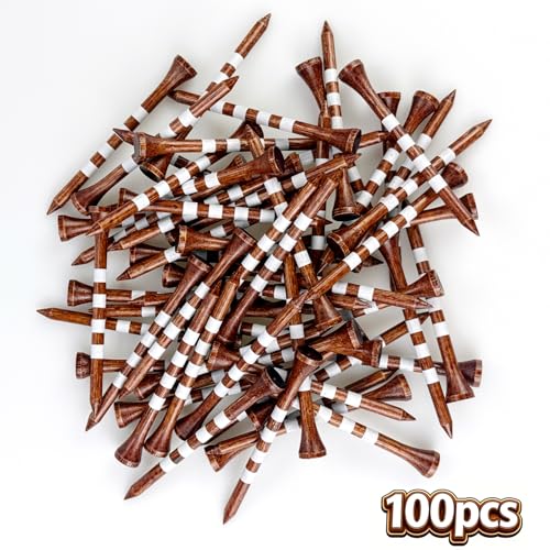 Wooden Golf Tees - 2-3/4 Inch, 100 Count, Brown & White