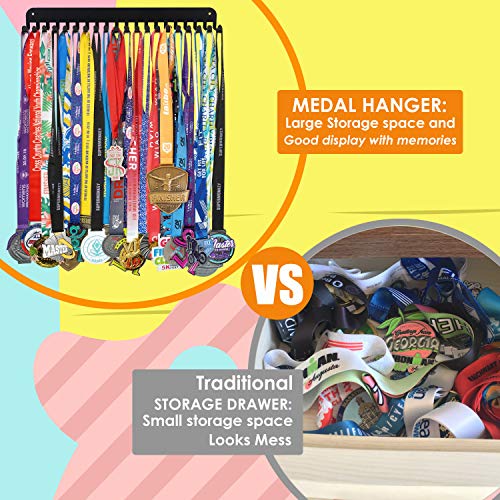 Heavy-Duty Medal Display Rack with 20 Hooks - Sturdy Wall-Mounted Trophy Holder