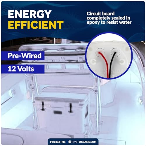 Five Oceans 2-1/4-Inch Marine Courtesy LED Lights - Pack of 4, Waterproof, Interior & Deck Use