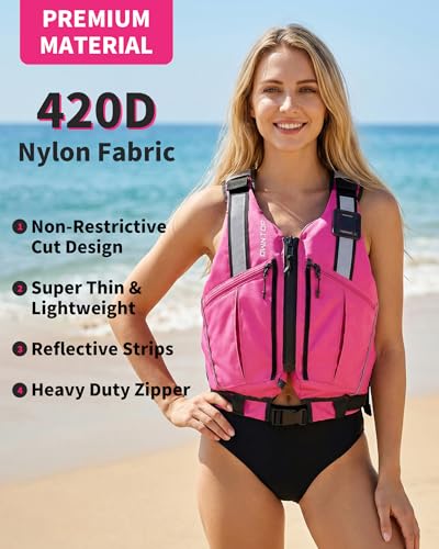 Owntop Pink Adult Swim Vest Medium-Large Unrestricted Arm Movement Lightweight Safety