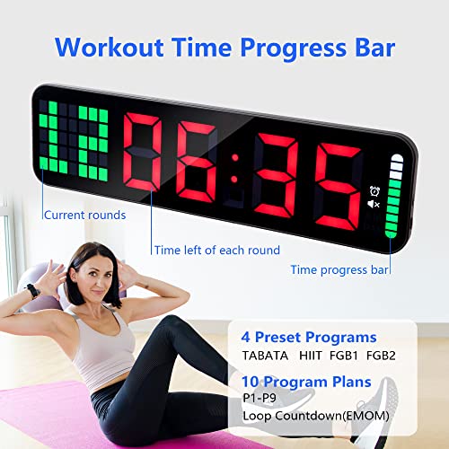 Large Digital Gym Timer with Remote Control - Interval Stopwatch & Countdown Clock