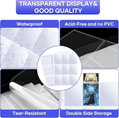 40 Pack 9 Pocket Card Protector Sheets for 3 Ring Binders