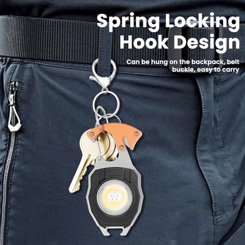 Portable Rechargeable Keychain Flashlight with Magnet Base - 7 Modes