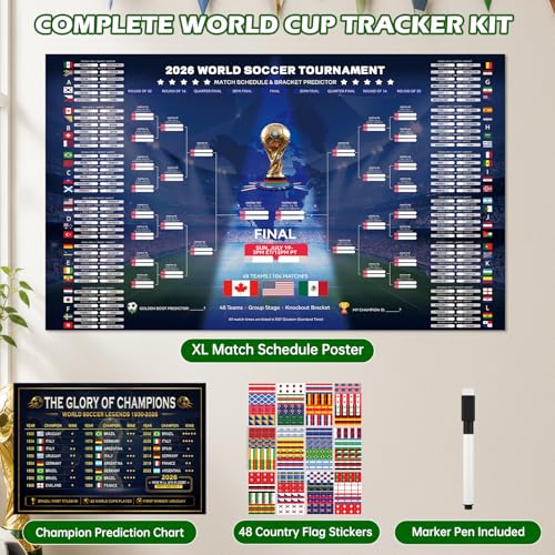 2026 World Soccer Tournament Poster Set - Match Tracker & Predictor