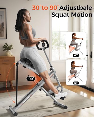 Squat Assist Rower - Foldable Exercise Machine for Glutes & Thighs - Grey