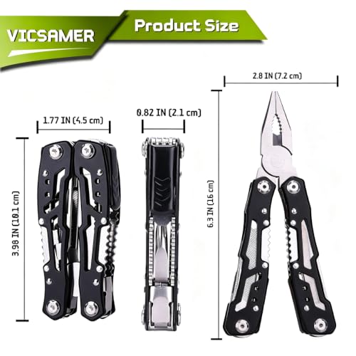 14-in-1 Large Multitool Pliers with Safety Lock - Stainless Steel