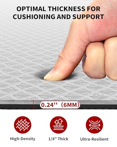 CAMBIVO 72x48in Extra Thick Yoga Mat - Gray, 6mm Non-Slip TPE Fitness Mat