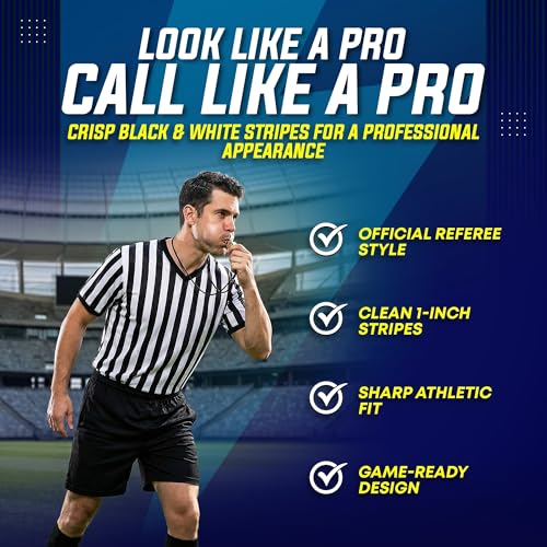 Men's V-Neck Referee Shirt - Soccer, Football, Basketball Official Jersey