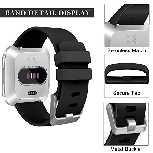 Soft TPU Replacement Band for Fitbit Versa 2 - Black, Large