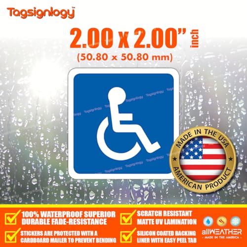 6-Pack 2-Inch Wheelchair Symbol Parking Decals - Weatherproof