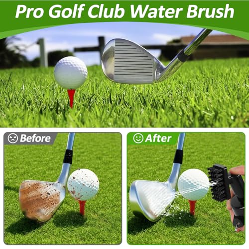 Golf Towel & Club Cleaner Brush Set - Waffle Microfiber, 16x16 Inch