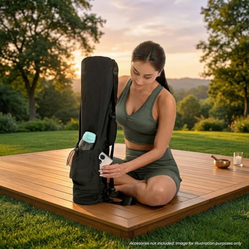Yoga Mat Bag – Waterproof Crossbody Carrier with Multi Pocket - Black 29.5 Inch