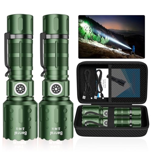 Banral Rechargeable Super Bright LED Tactical Flashlight 1000m Beam, 6 Modes, Fast Charging