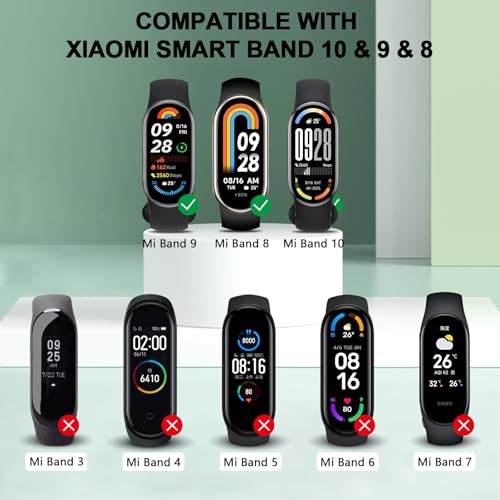 Replacement Bands for Xiaomi Smart Band 8/9/10 - 3 Pack Black/Navy Blue/Grey