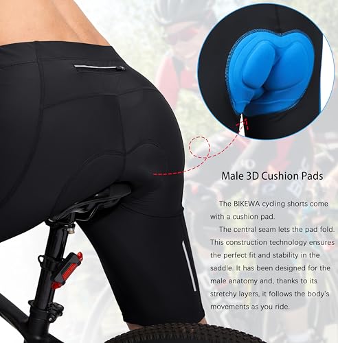 Men's 3D Padded Cycling Shorts with Zipper Pockets - Black, Medium